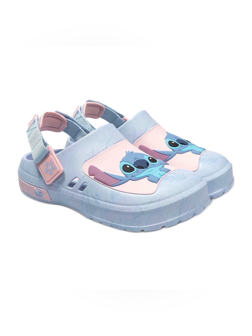 Disney Light Blue and Pink Stitch Clog Sandals with Back Strap